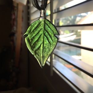 Blown Glass Leaf Necklace