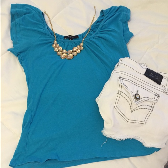 Express Tops - Express bright blue short sleeve top