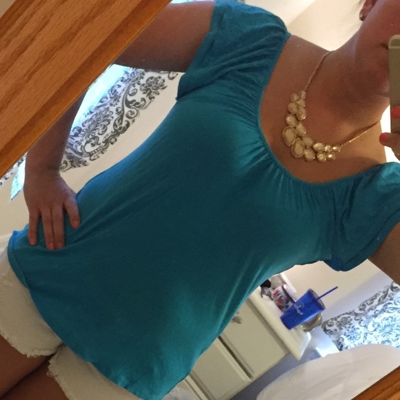 Express bright blue short sleeve top - Picture 2 of 2