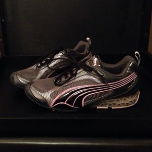 Puma Tennis Shoes Size 8.5 Pink, Gray, Black