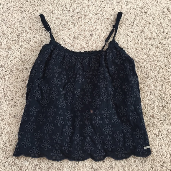 navy blue floral print tank top