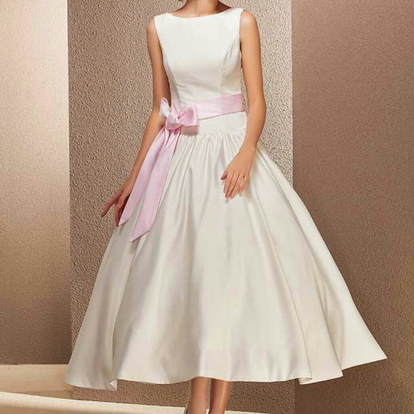 Light in the Box Dresses & Skirts - Tea Length Satin wedding dress Size 8 new with tag