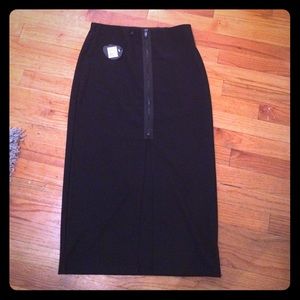 Midi zipper black skirt