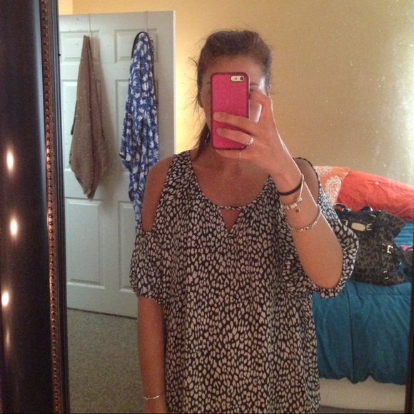 Express black and white cheetah top