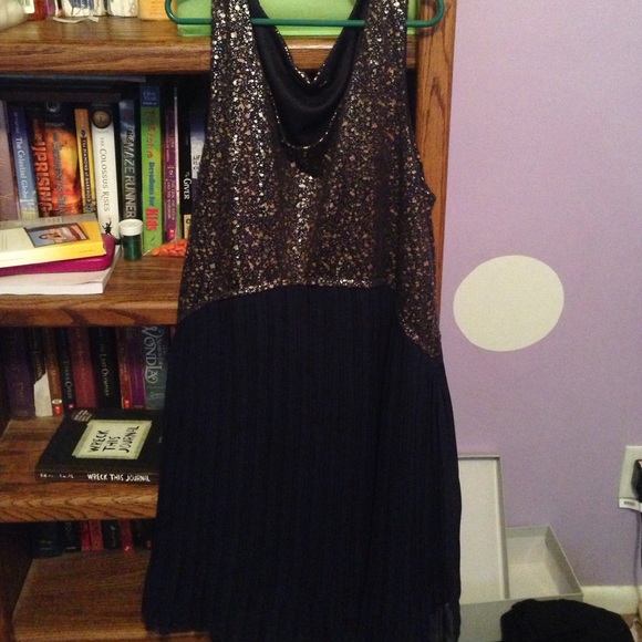 Double Zero Navy and Gold Speckled Dress