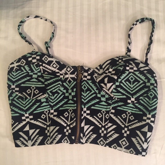 Aztec Zip-up Crop Top