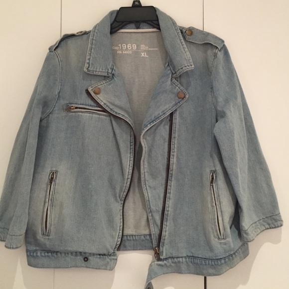 GAP Light Denim Moto Jacket XL