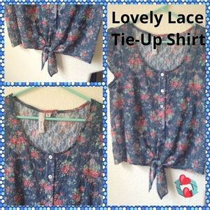 Lovely lace tie up shirt!