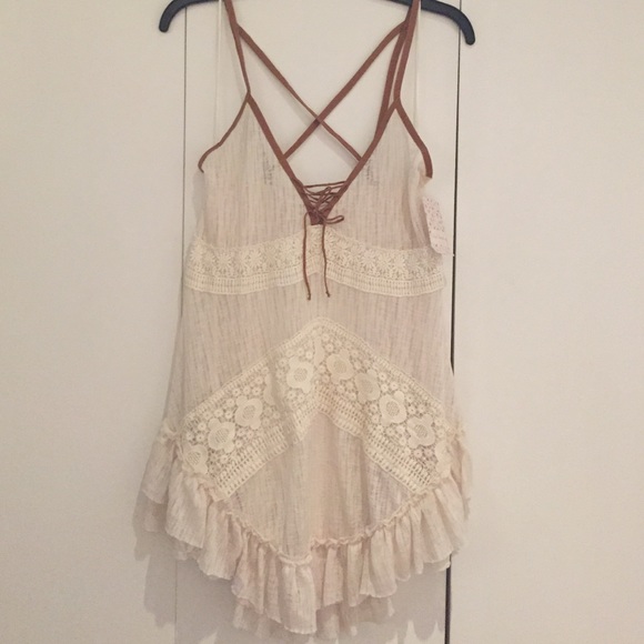 Free People Lace Tank with Tie, NWT L