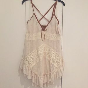 Free People Lace Tank with Tie, NWT L