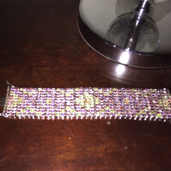 Cuff  bracelet green and purple