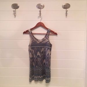 Metallic Gray and Tan Printed Knit Tank