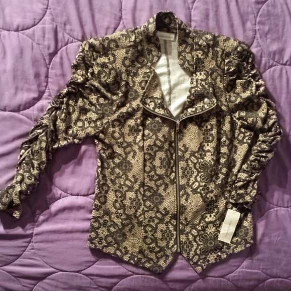 Brand New Beige and Black Paisley Jacket