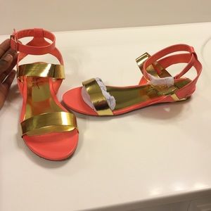 Salmon and Gold colored sandal