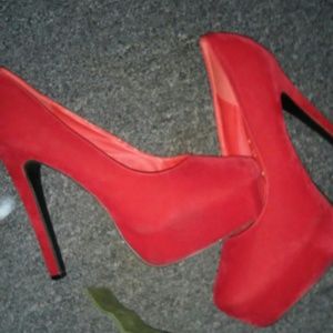 Rose red pumps