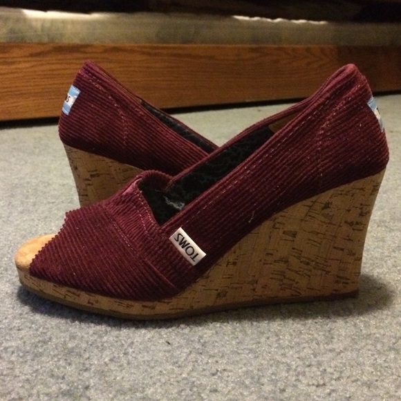 Purple corduroy TOM wedges