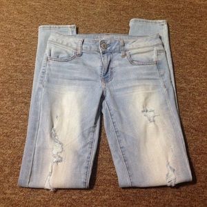 Light blue american eagle skinny jeans