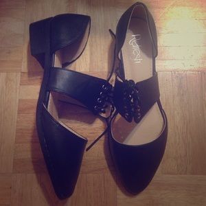 Unique black leather flats