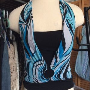 Blue and Black Halter top