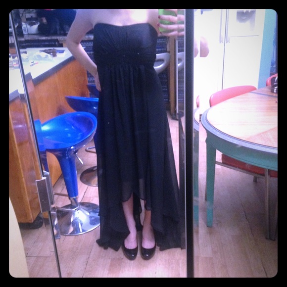 David's Bridal Black Hi-Low Dress