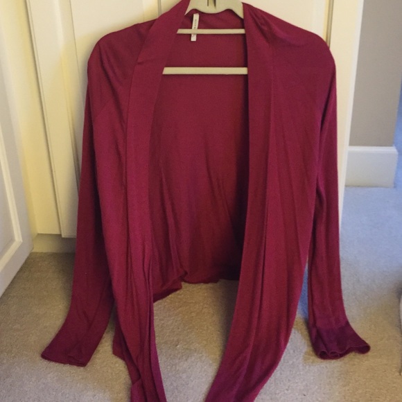 plain red cardigan