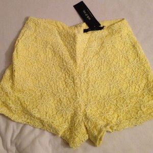 Nastygal High Waisted Yellow Crochet Shorts