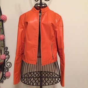 Beautiful genuine leather orange jacket