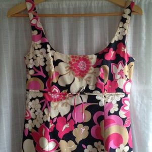 J Crew party dress - pink/navy graphic floral