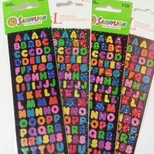 6 sheets/4 pk Prismatic Colorful Letter Stickers