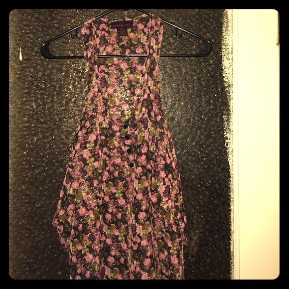 Silk button tank top