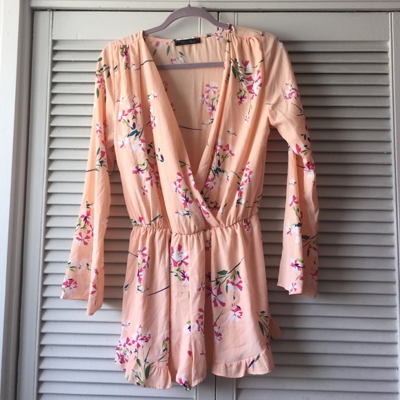 Peach floral romper
