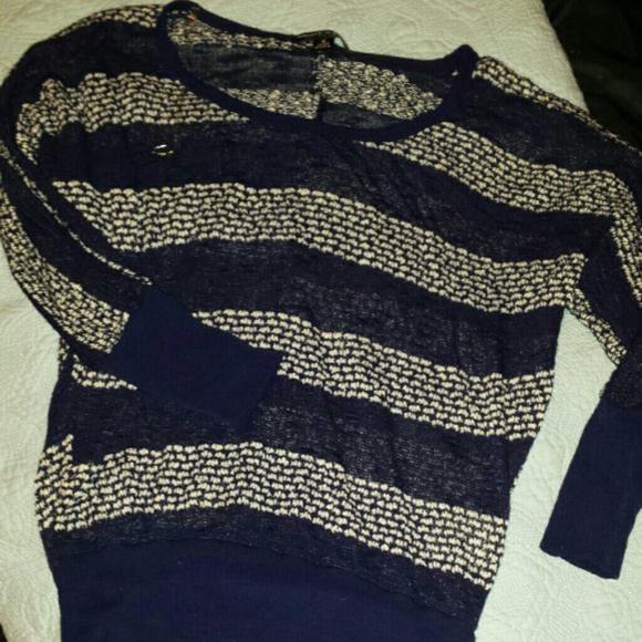 Navy and white striped sweater