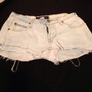 Denim shorts.