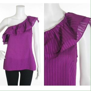 TRINA TURK "Mali" Top 1 Shoulder Ruffle Sz L