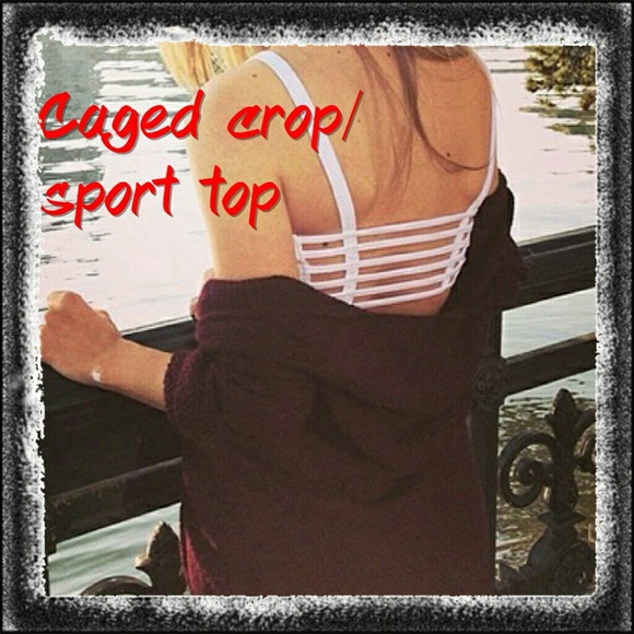 White caged back crop/sports top