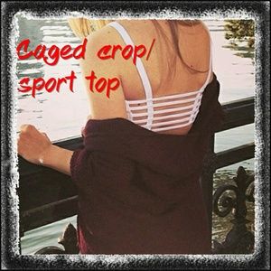 White caged back crop/sports top