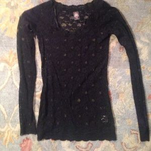 Free People Black Lace Top