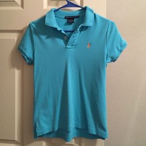 Collared blue polo shirt