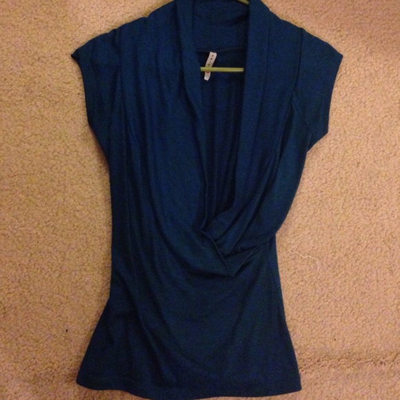 Tops - Deep blue wrap shirt