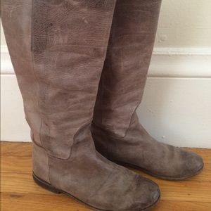 Frye Grey Leather Paige Boots