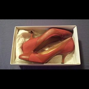 Orange leather & suede shoes