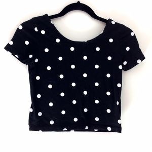 Black and white polka dot crop top