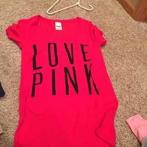 Red love pink tee.