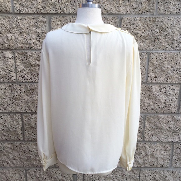 Vintage Cream Pleated Blouse - Picture 2 of 4