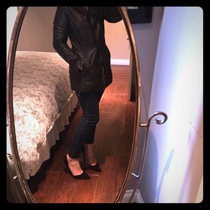 Black Leather Fitted Coat