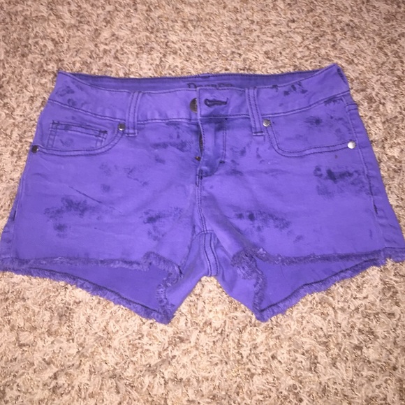 Deep purple and black tie dye shorts