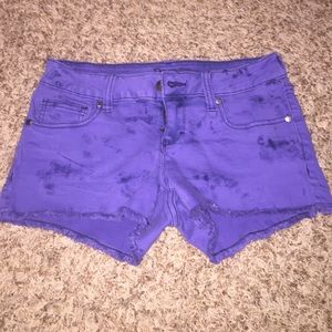 Deep purple and black tie dye shorts