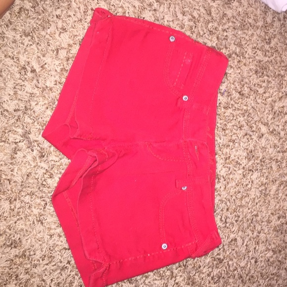 Red blue jean shorts