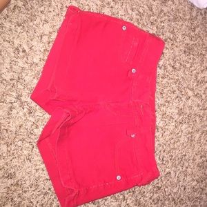 Red blue jean shorts