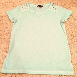 Gold studded cuffed sleeve Tee